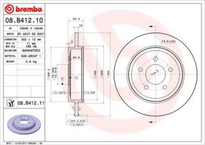Brembo 08.B412.11 - Brzdový kotúč -