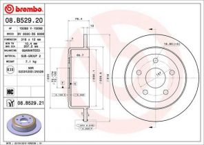 Brembo 08.B529.21 - Brzdový kotúč -