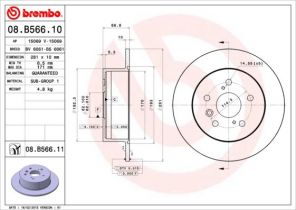 Brembo 08.B566.11 - Brzdový kotúč -