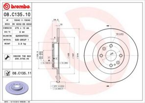 Brembo 08.C135.11 - Brzdový kotúč -