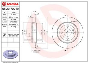 Brembo 08.C172.10 - Brzdový kotúč -