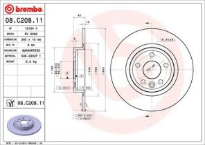 Brembo 08.C208.11 - Brzdový kotúč -
