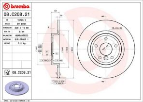 Brembo 08.C208.21 - Brzdový kotúč -