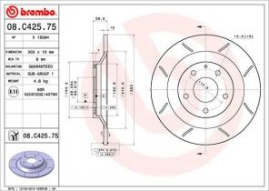 Brembo 08.C425.75 - Brzdový kotúč -