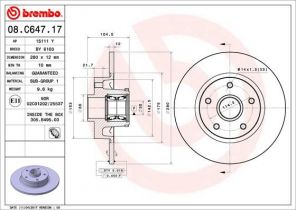 Brembo 08.C647.17 - Brzdový kotúč -