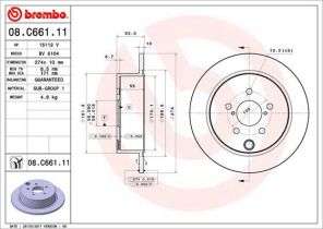 Brembo 08.C661.11 - Brzdový kotúč -