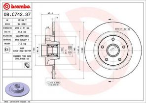Brembo 08.C742.37 - Brzdový kotúč -