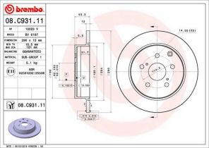 Brembo 08.C931.11 - Brzdový kotúč -