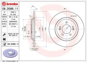 Brembo 08.D086.11 - Brzdový kotúč -