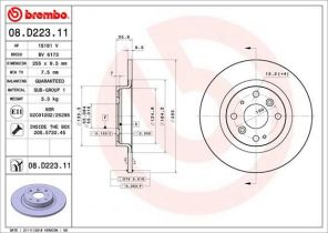 Brembo 08.D223.11 - Brzdový kotúč -