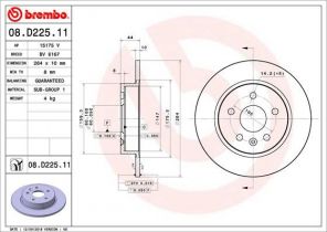 Brembo 08.D225.11 - Brzdový kotúč -