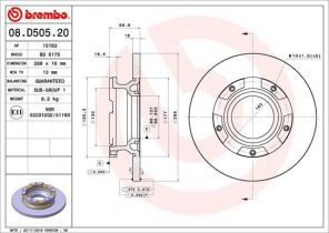 Brembo 08.D505.20 - Brzdový kotúč -