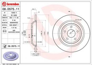 Brembo 08.D575.11 - Brzdový kotúč -