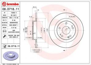 Brembo 08.D718.11 - Brzdový kotúč -