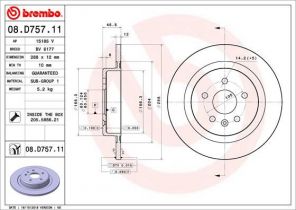 Brembo 08.D757.11 - Brzdový kotúč -