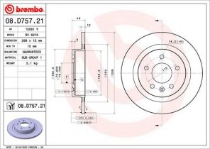 Brembo 08.D757.21 - Brzdový kotúč -