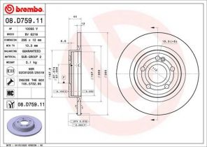 Brembo 08.D759.11 - Brzdový kotúč -