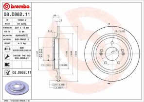 Brembo 08.D882.11 - Brzdový kotúč -