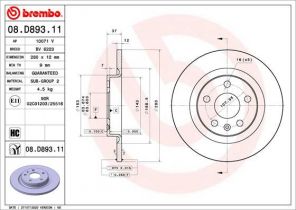 Brembo 08.D893.11 - Brzdový kotúč -
