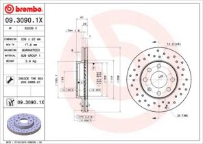 Brembo 09.3090.1X - Brzdový kotúč -