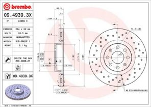 Brembo 09.4939.3X - Brzdový kotúč -