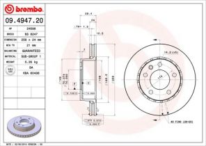 Brembo 09.4947.20 - Brzdový kotúč -