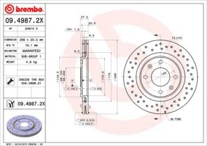 Brembo 09.4987.2X - Brzdový kotúč -