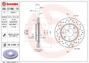 Brembo 09.5196.1X - Brzdový kotúč -