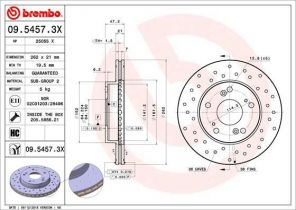 Brembo 09.5457.3X - Brzdový kotúč -