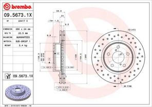 Brembo 09.5673.1X - Brzdový kotúč -