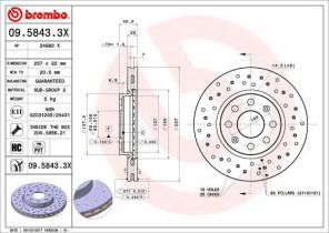 Brembo 09.5843.3X - Brzdový kotúč -