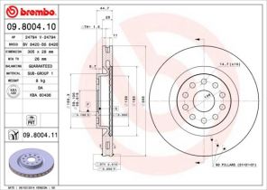 Brembo 09.8004.11 - Brzdový kotúč -