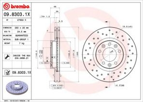 Brembo 09.8303.1X - Brzdový kotúč -
