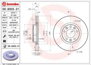 Brembo 09.8303.21 - Brzdový kotúč -