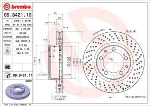 Brembo 09.8421.11 - Brzdový kotúč -