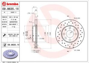 Brembo 09.8635.1X - Brzdový kotúč -