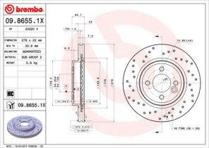 Brembo 09.8655.1X - Brzdový kotúč -