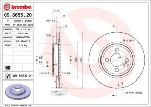 Brembo 09.8655.21 - Brzdový kotúč -