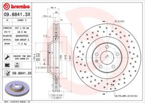 Brembo 09.8841.3X - Brzdový kotúč -