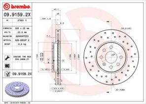 Brembo 09.9159.2X - Brzdový kotúč -