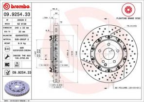 Brembo 09.9254.33 - Brzdový kotúč -