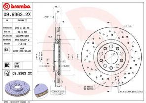Brembo 09.9363.2X - Brzdový kotúč -