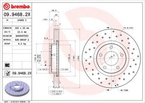 Brembo 09.9468.2X - Brzdový kotúč -