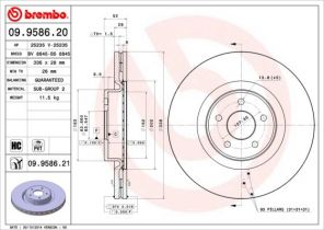 Brembo 09.9586.21 - Brzdový kotúč -