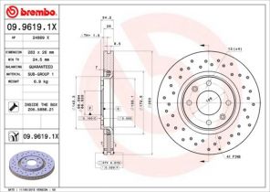 Brembo 09.9619.1X - Brzdový kotúč -