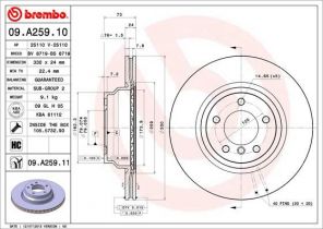 Brembo 09.A259.11 - Brzdový kotúč -