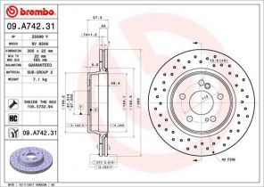 Brembo 09.A742.31 - Brzdový kotúč
