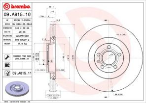 Brembo 09.A815.11 - Brzdový kotúč