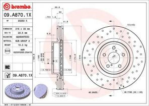 Brembo 09.A870.1X - Brzdový kotúč
