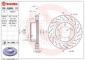Brembo 09.A966.1X - Brzdový kotúč